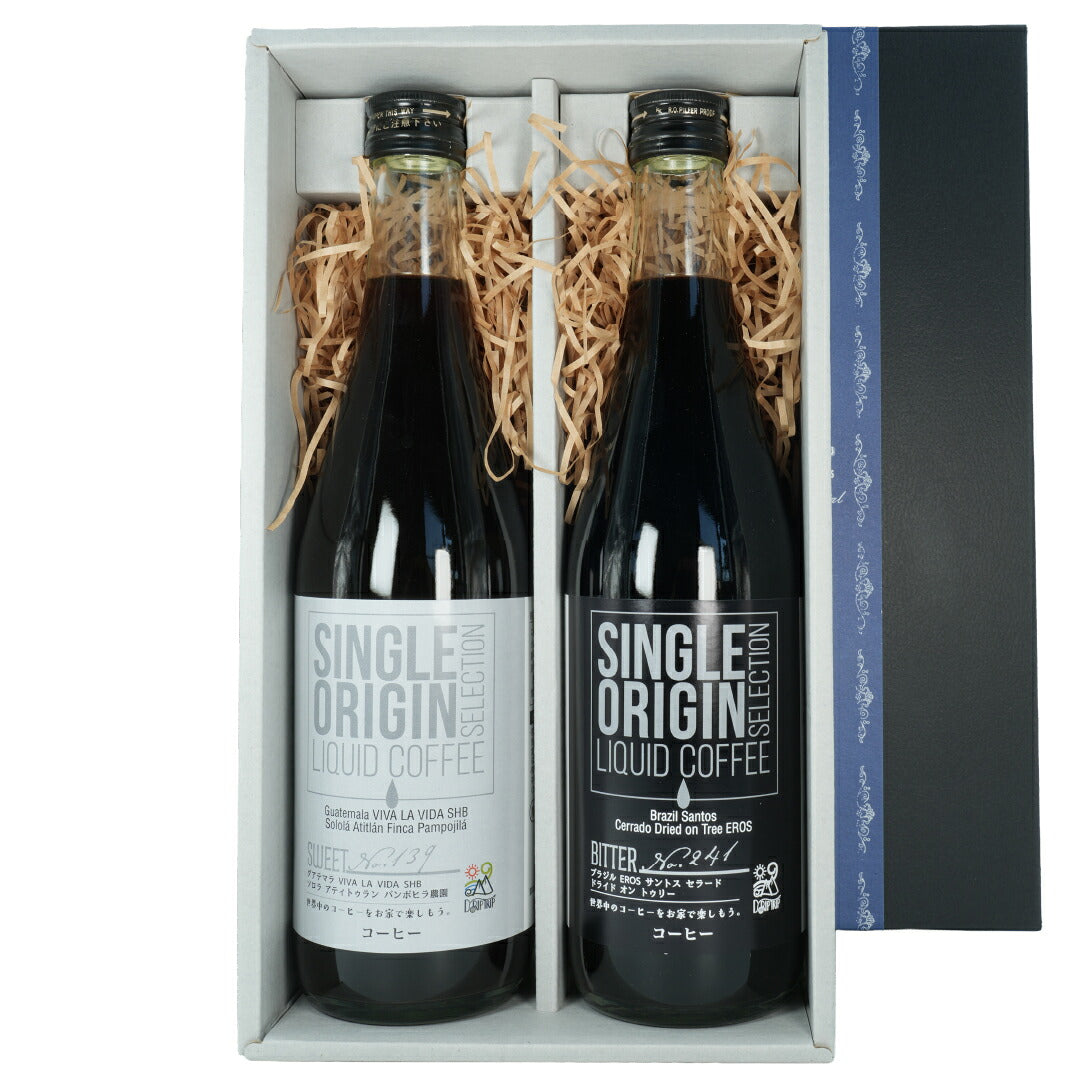 アイスコーヒー ギフト 500ml×2本 飲み比べ 高級リキッドコーヒー シングルオリジン スペシャルティコーヒー ボトルコーヒー メッセージカード付き ギフトバッグ付き ドリップトリップ driptrip