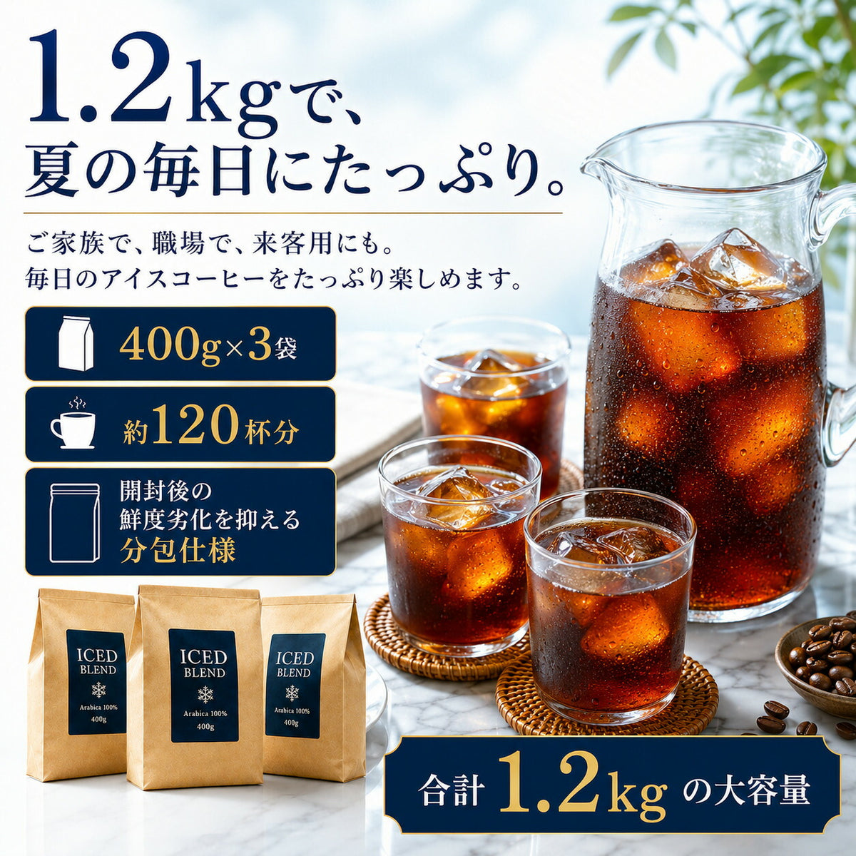 アイスコーヒー コーヒー豆 アラビカ100% 水出し対応 氷点のように冴える深煎り 自家焙煎カフェの本格アイスブレンド 粉・豆のまま 珈琲豆 DripTrip 送料無料 買い回り ドリップトリップ