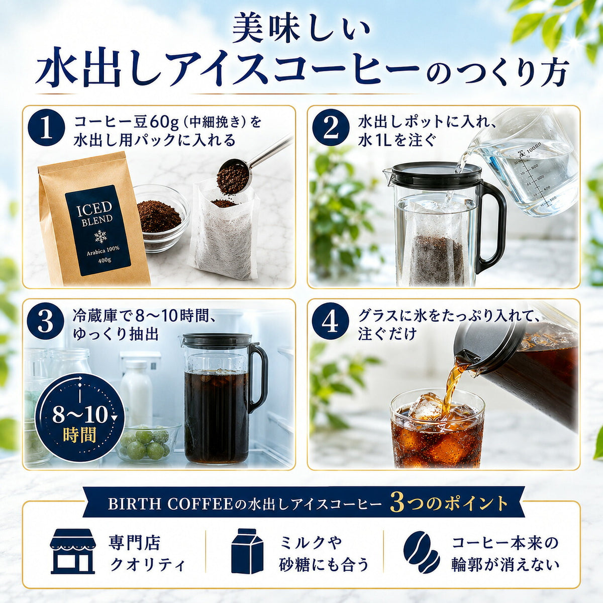 アイスコーヒー コーヒー豆 アラビカ100% 水出し対応 氷点のように冴える深煎り 自家焙煎カフェの本格アイスブレンド 粉・豆のまま 珈琲豆 DripTrip 送料無料 買い回り ドリップトリップ