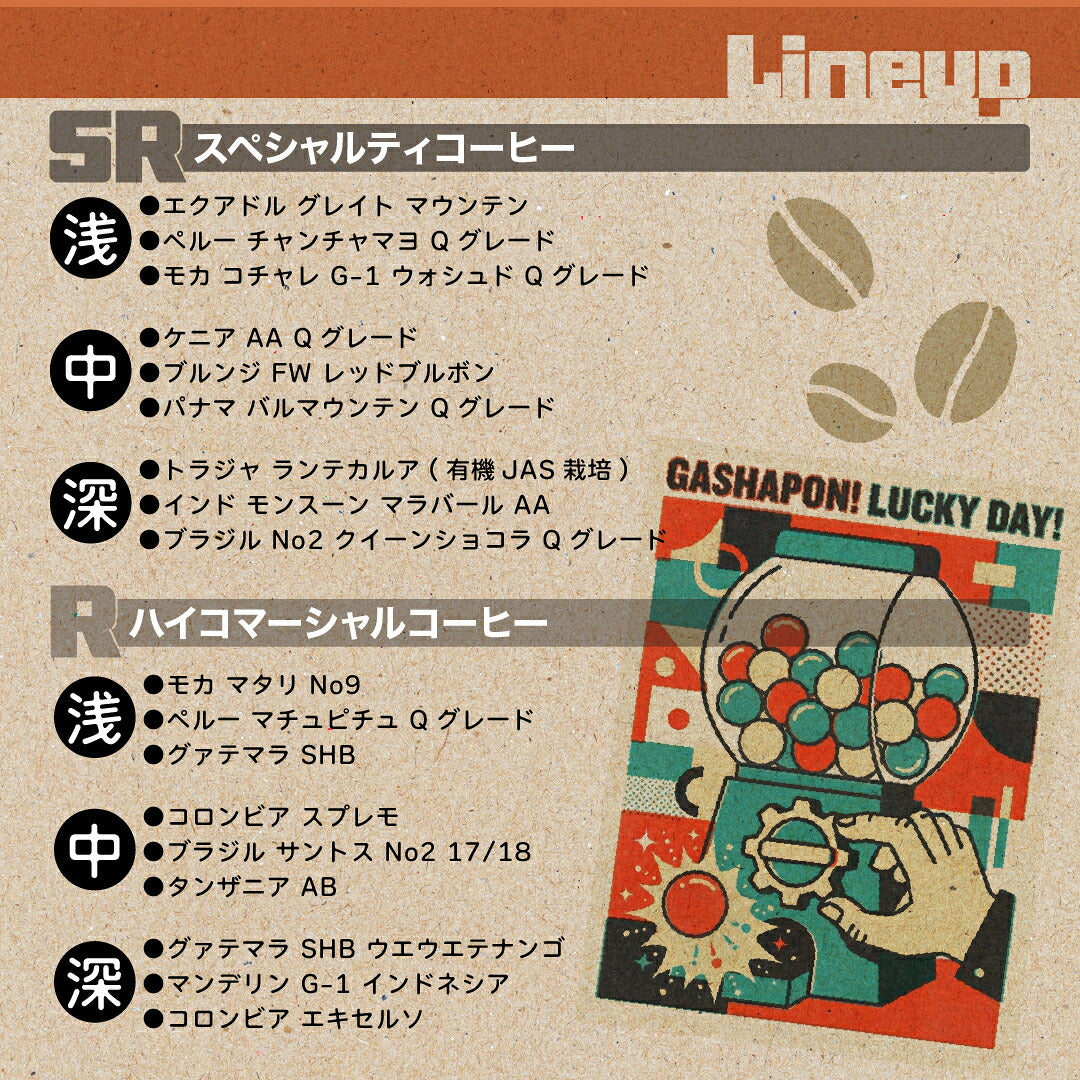 【はずれなし】豆ガチャ コーヒー豆 100g×1袋 2袋 3袋 おまかせ スペシャルティコーヒー シングルオリジン 焙煎度が選べる 豆 粉 珈琲 福袋 driptrip